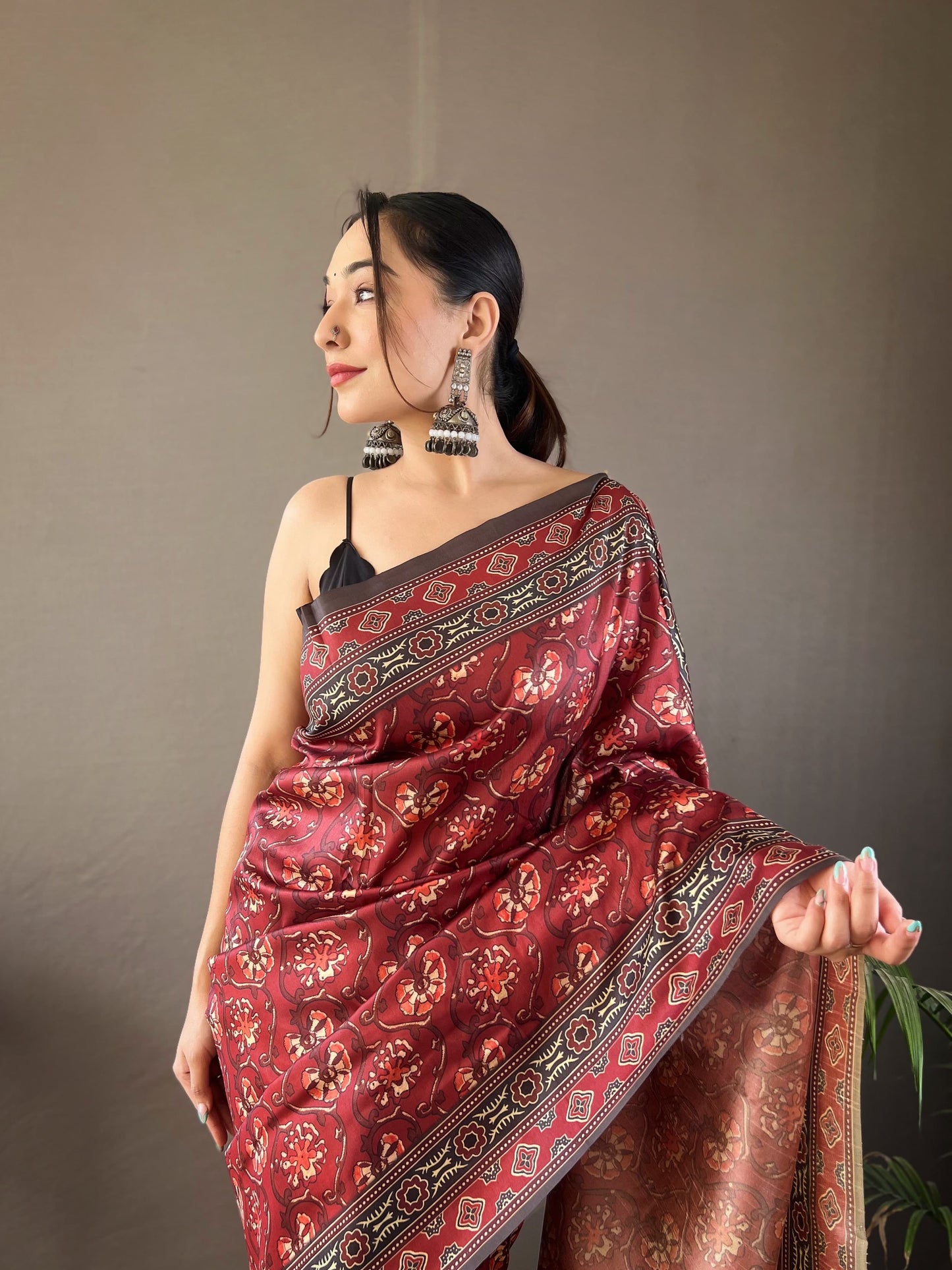 Opulent Red Color Digital Print Saree