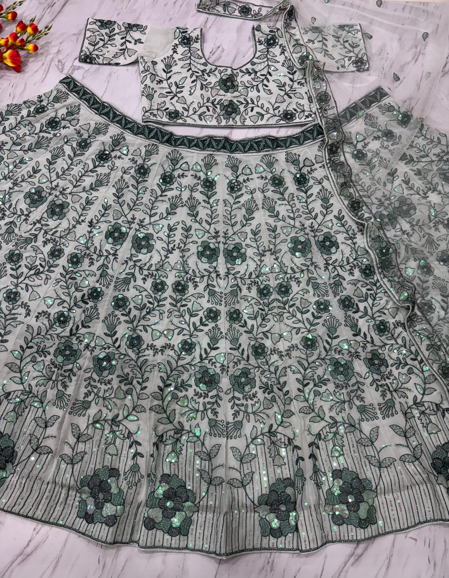 Green Color Embroidery Work Bridal Lehenga Choli