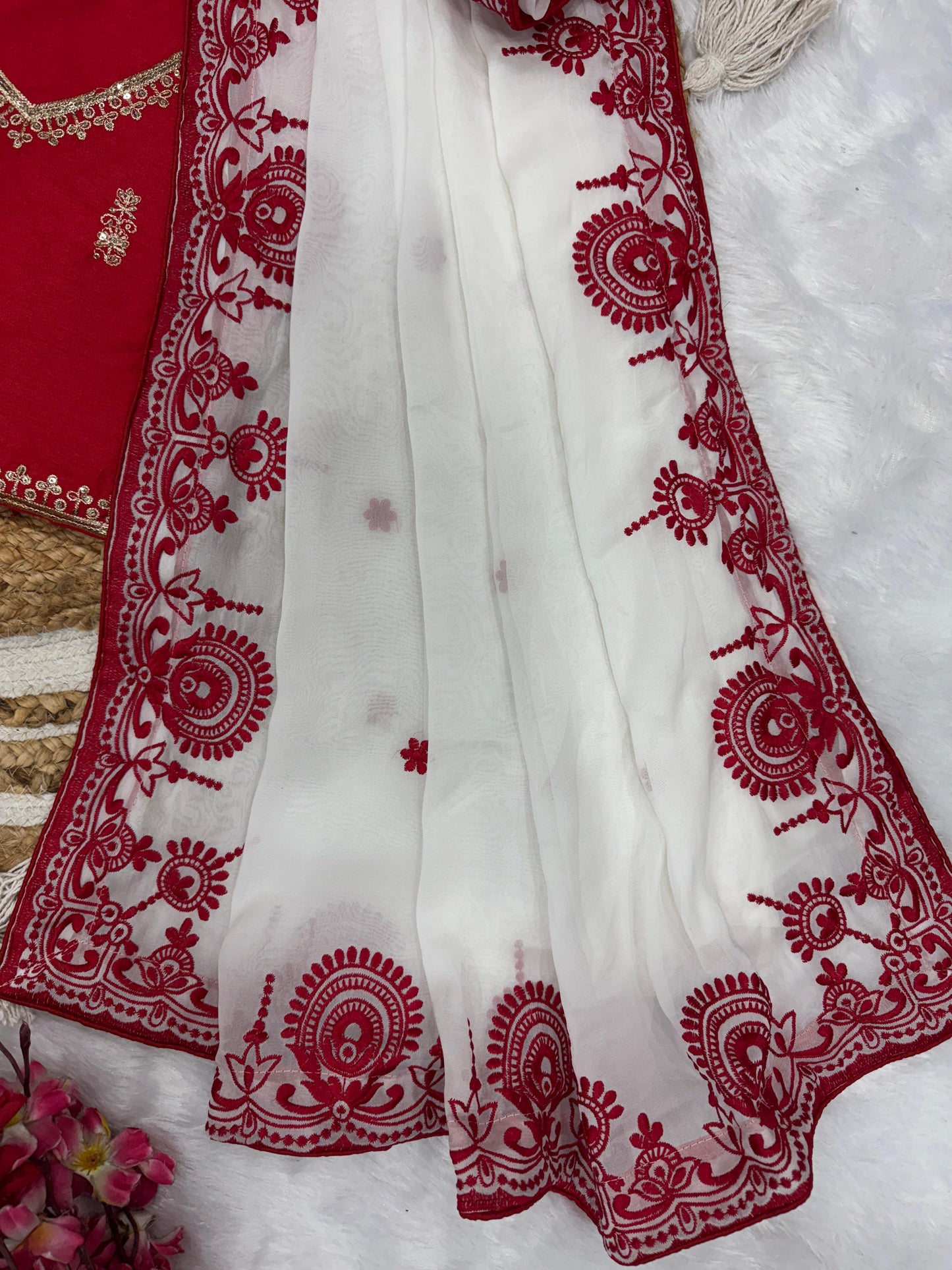 Precious White Rangoli Silk With Embroidered Saree