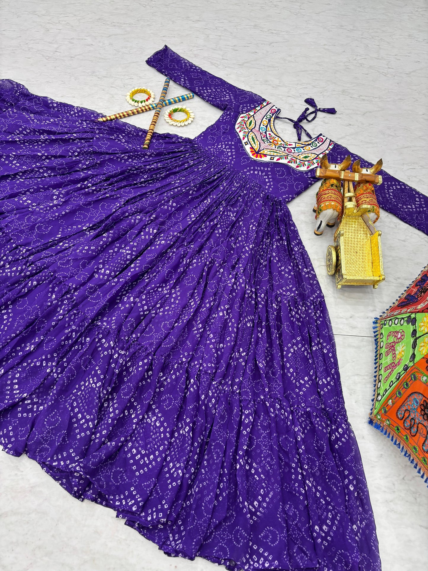 Navratri Wear Pink Georgette Embroidery Work Gown