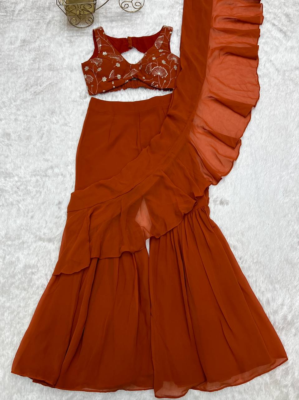 Party Wear Orange Color Draped Saree