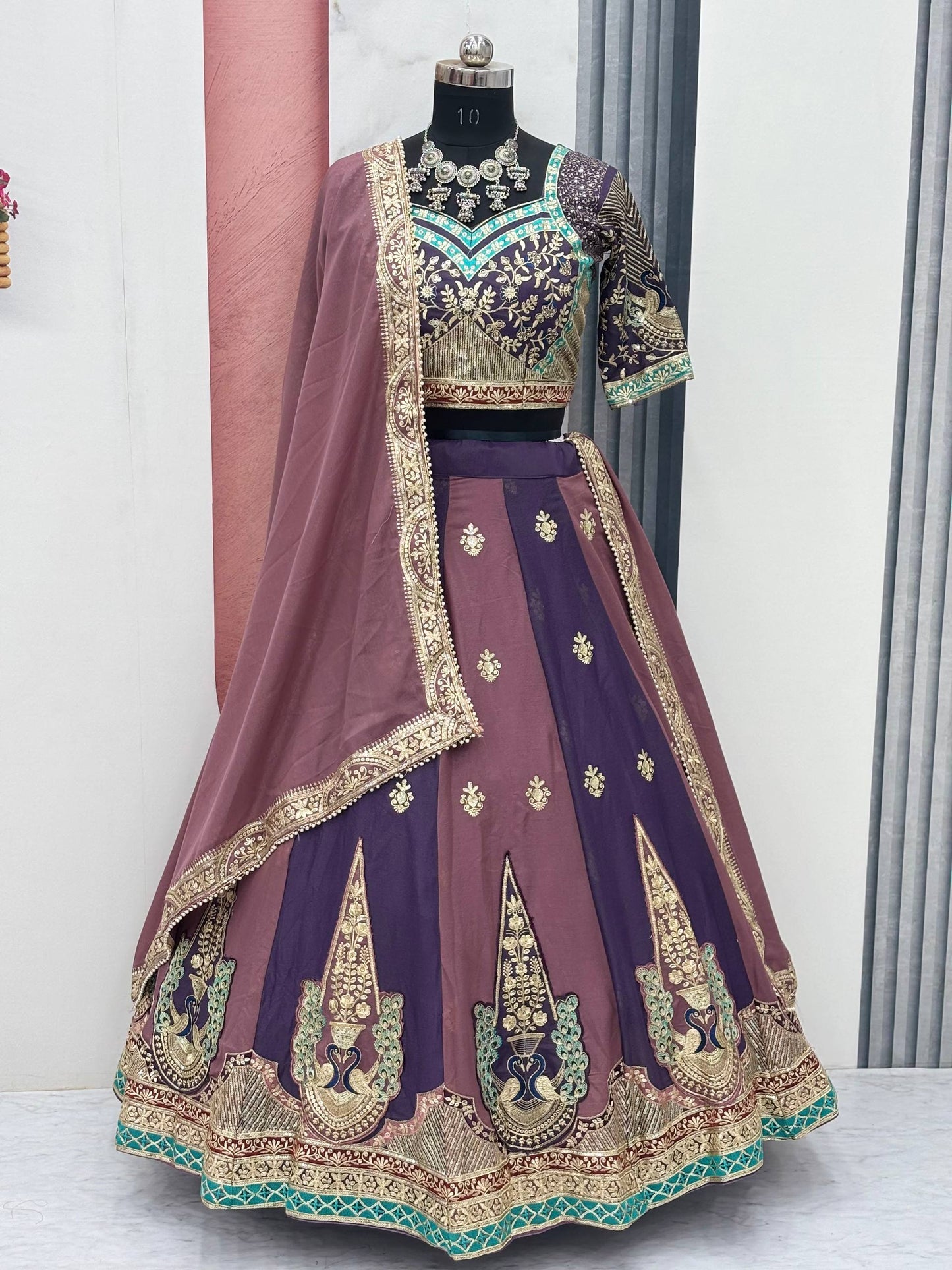 Stunning Purple Georgette Lehenga Choli with Heavy Embroidery Work