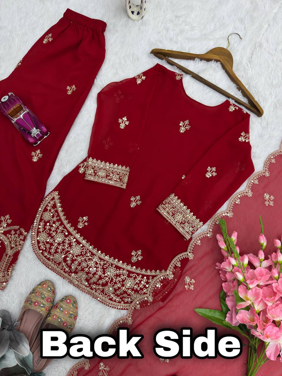 Charming Heavy Embroidery Palazzo Suit