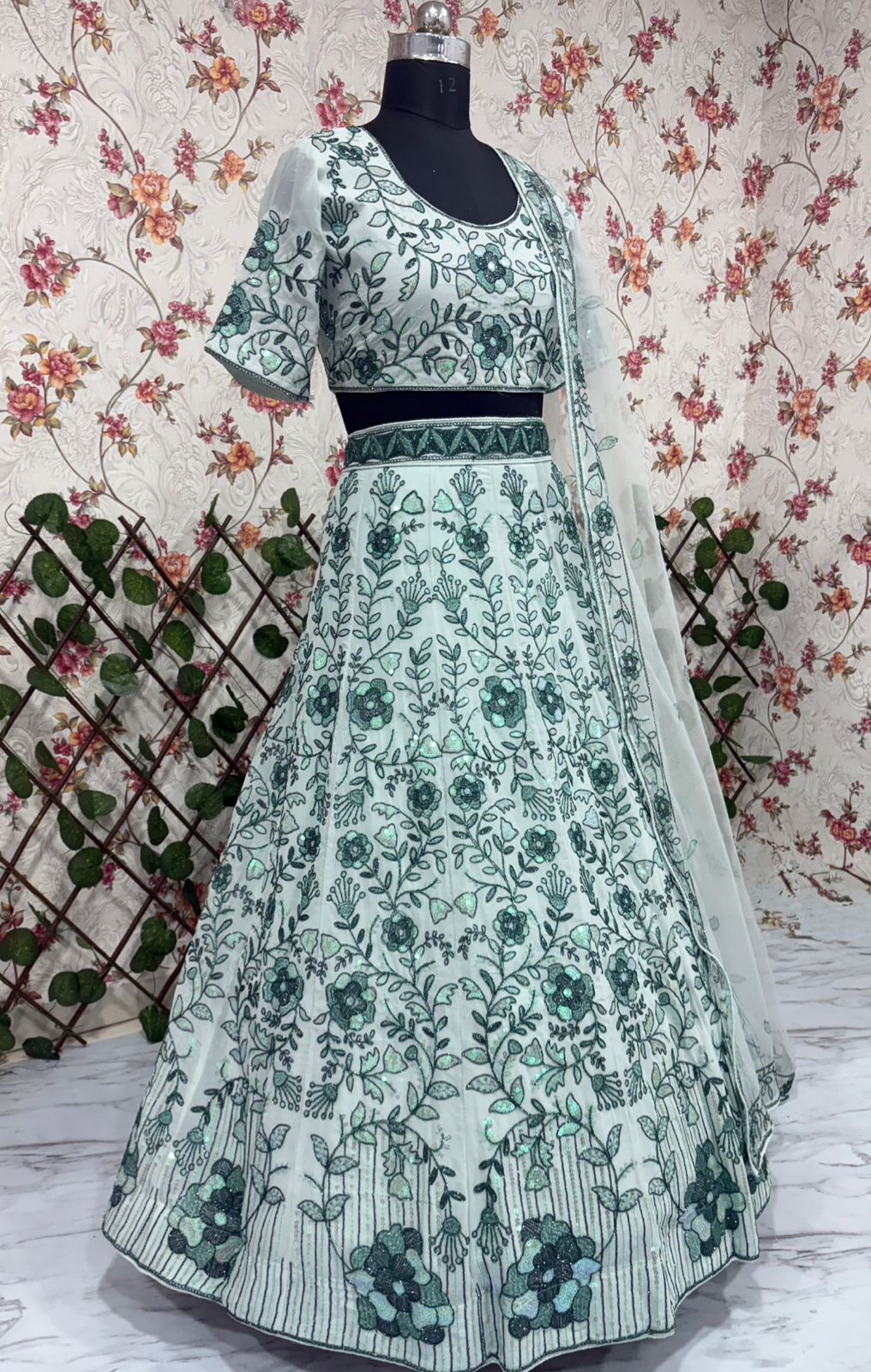 Green Color Embroidery Work Bridal Lehenga Choli