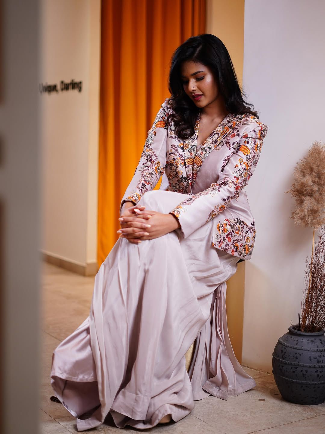 Ravishing Purple Rangoli Silk Embroidery Koti With Draped Saree