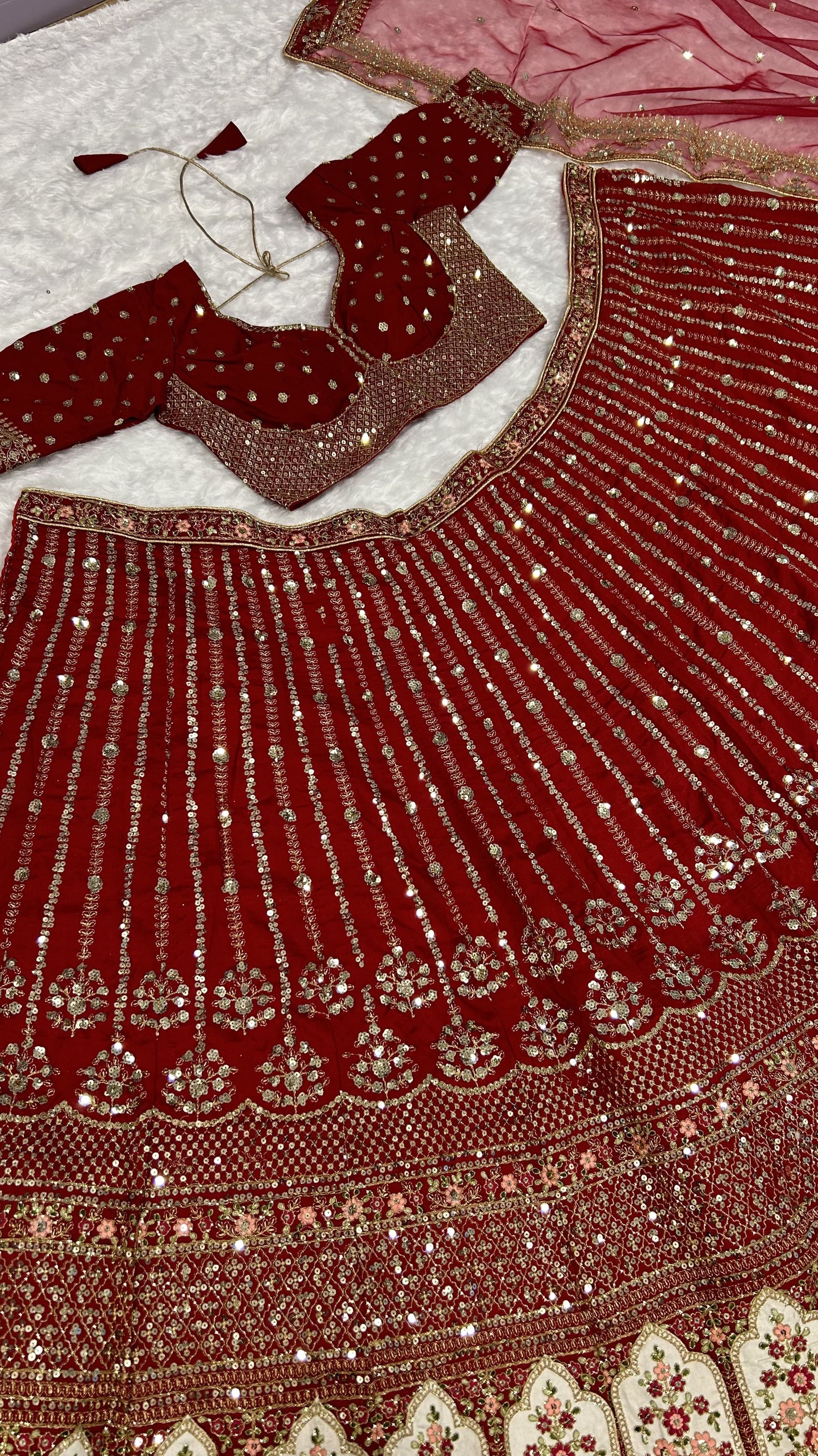 Bridal Wear Rangoon Silk Red Color Lehenga Choli