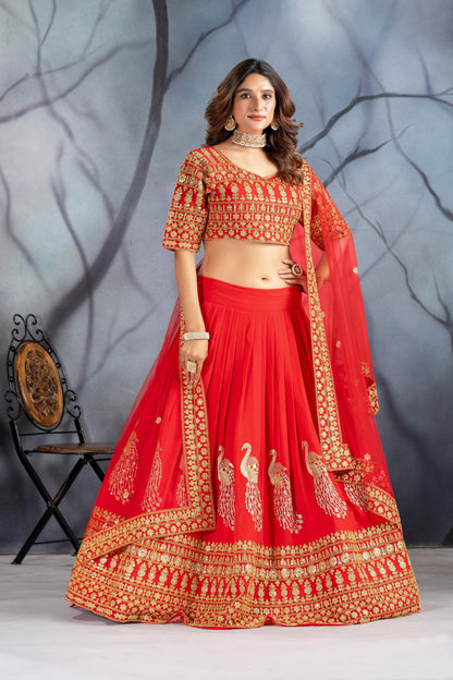 Bridal Wear Heavy Work Red Color Lehenga Choli