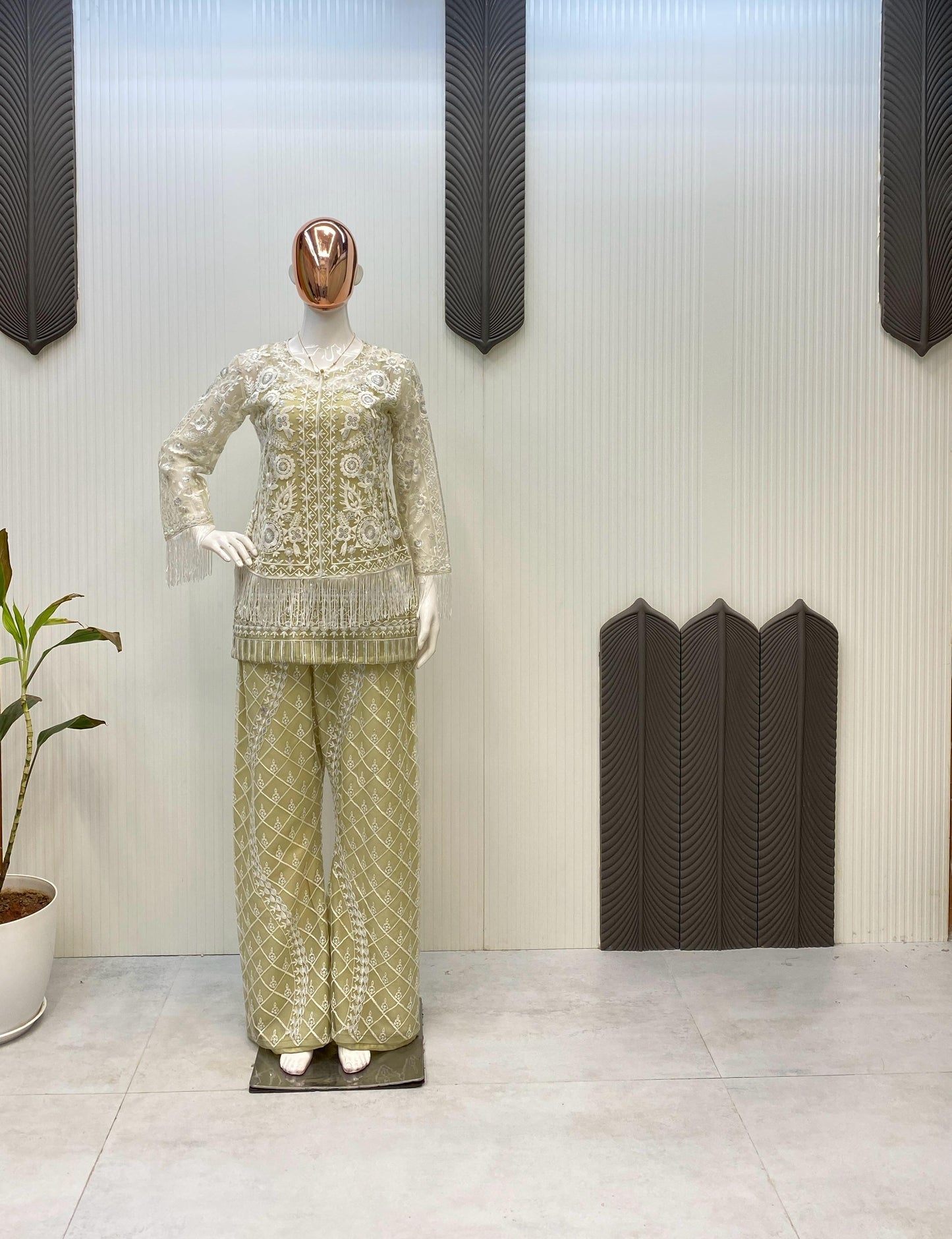 Imposing Sequences Work Pista Color Palazzo Suit