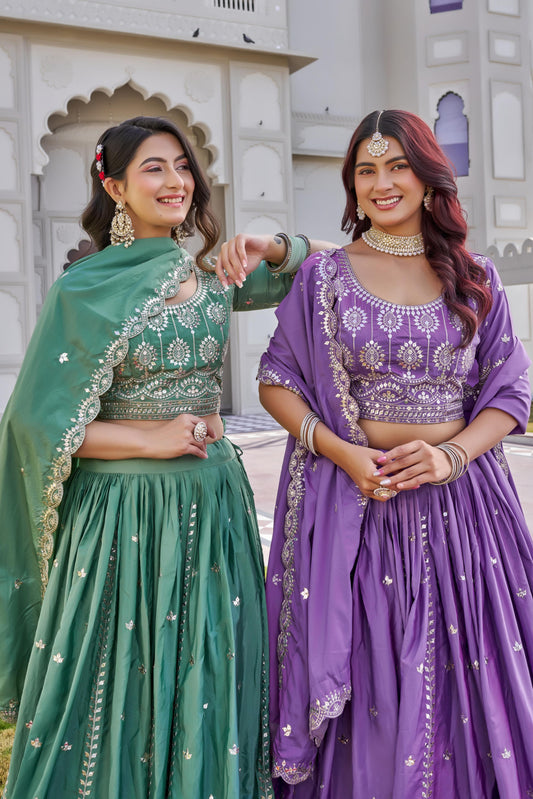 Wedding Wear Crepe Silk Embroidery Lehenga