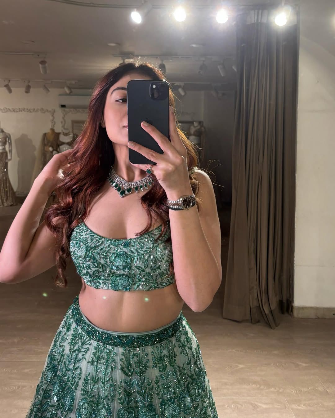 Green Color Embroidery Work Bridal Lehenga Choli