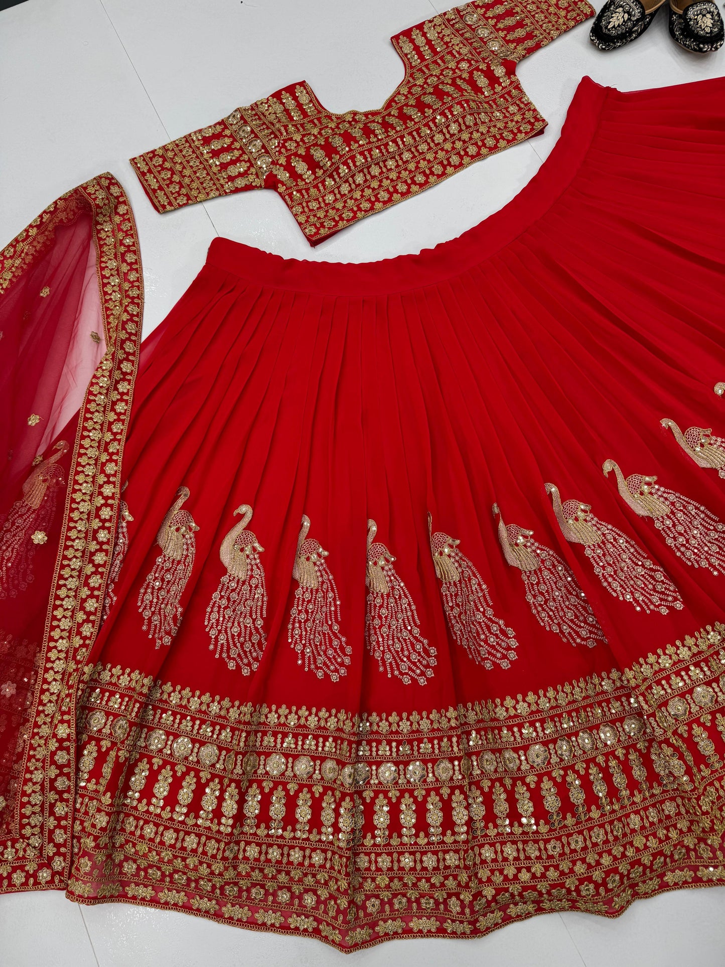 Bridal Wear Heavy Work Red Color Lehenga Choli