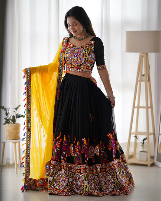 Black Color Garba Special Lehenga Choli