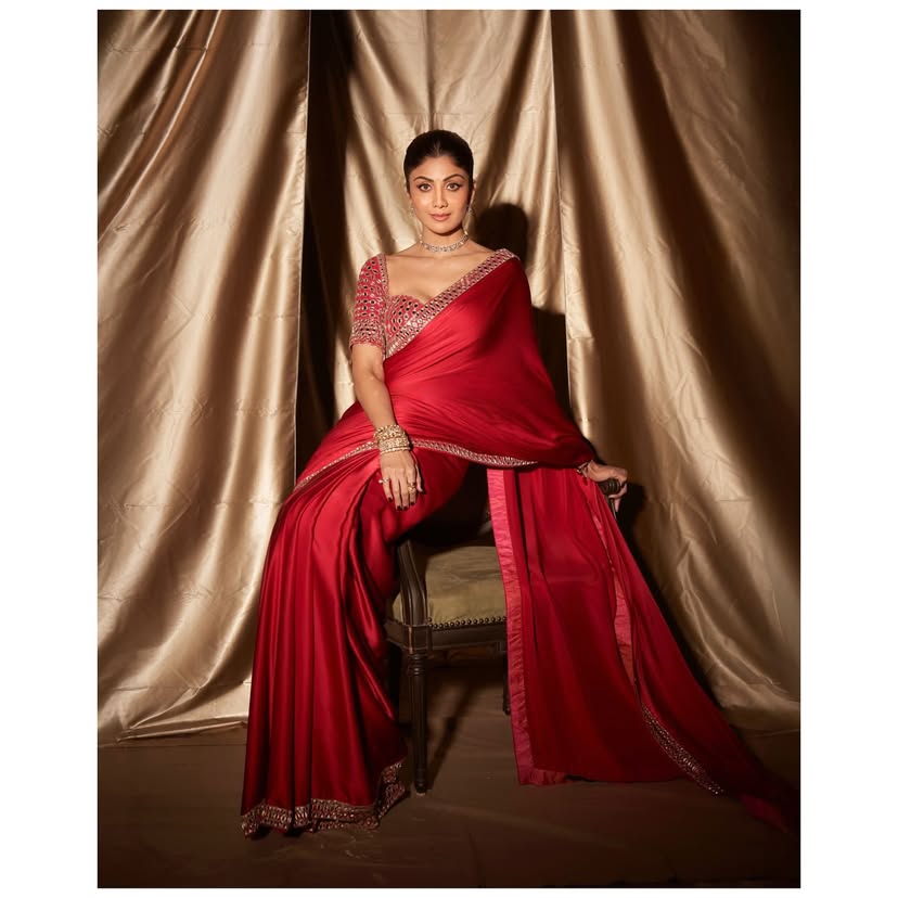 Fantastic Rangoli Silk Embroidery Work Red Color Saree