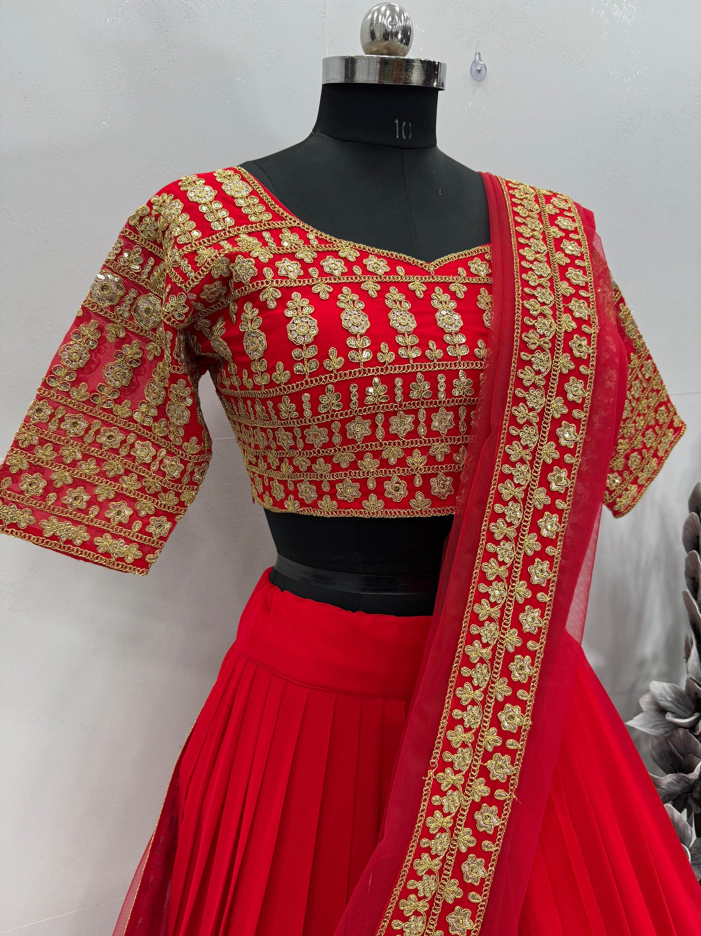 Bridal Wear Heavy Work Red Color Lehenga Choli