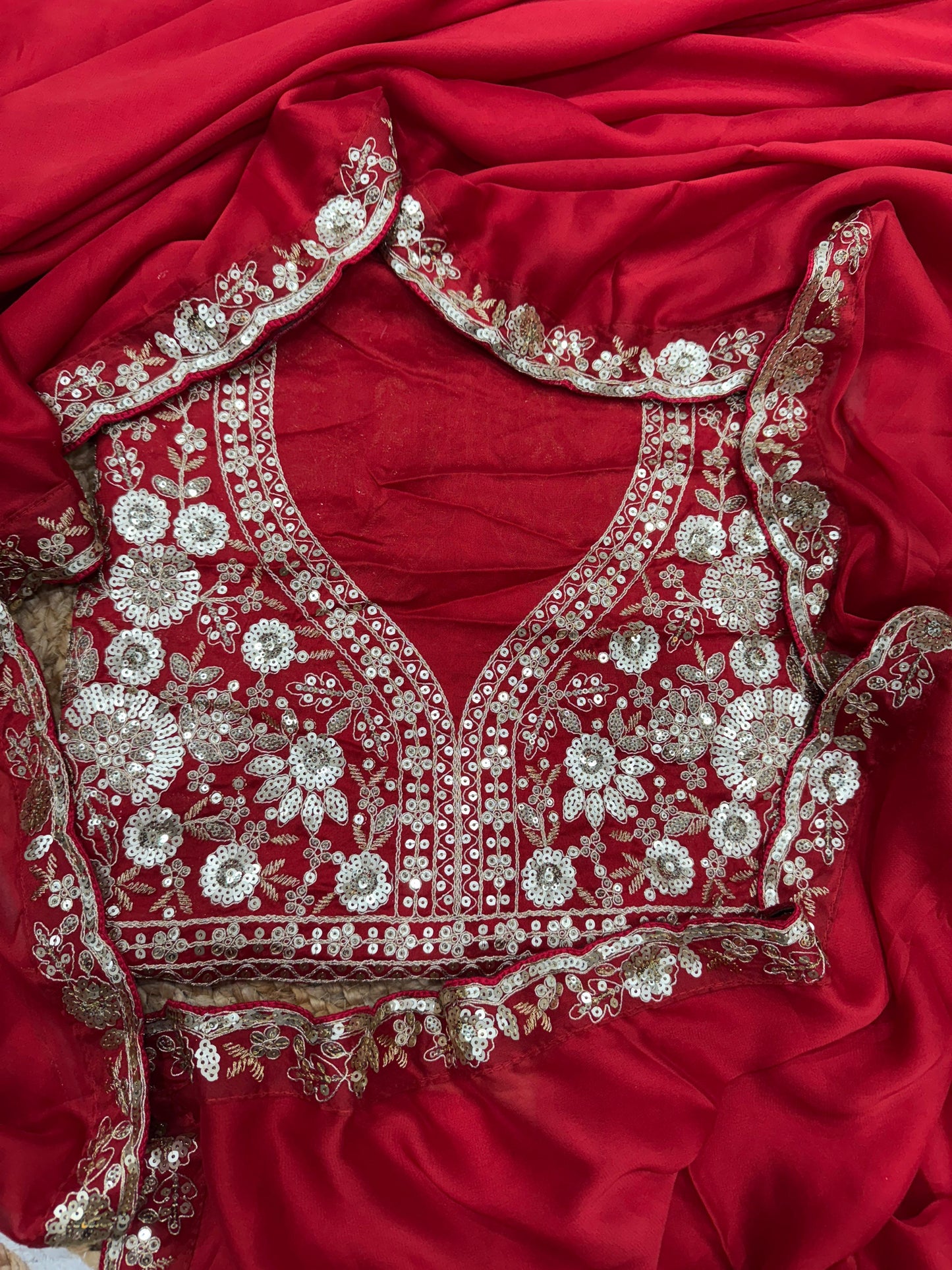 Admiring Red Color Rangoli Silk Sequence Saree