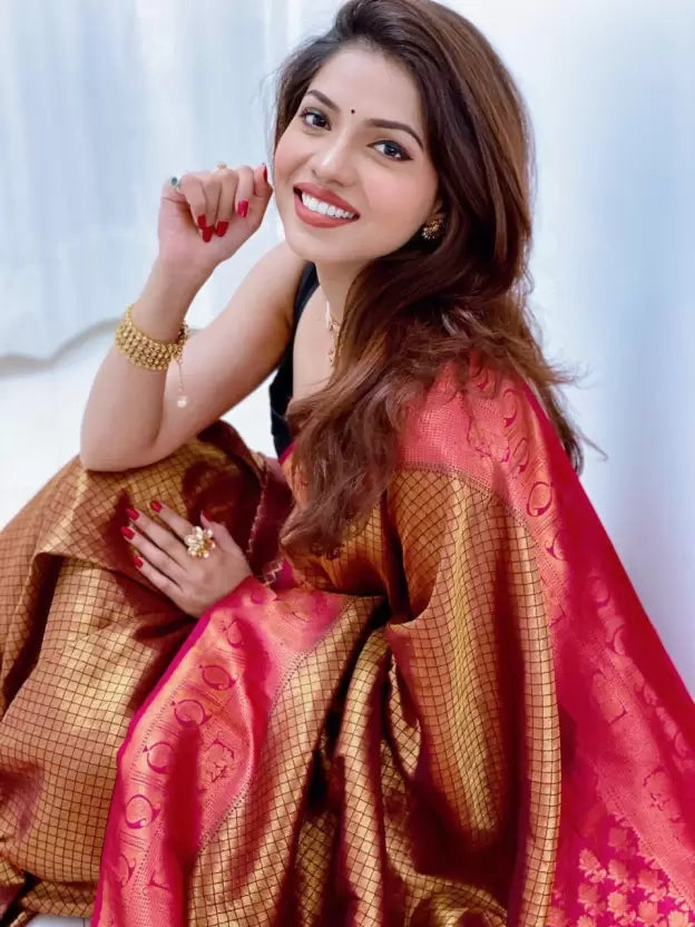 Party Wear Zari Weaving Banarasi Soft Silk Saree