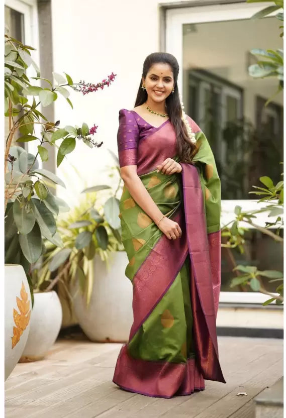 Green Zari Woven Kanjivaram Soft Silk South Indian Saree