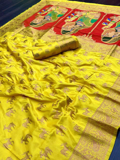 Wedding Wear Yellow Kanchipuram Soft Silk Saree
