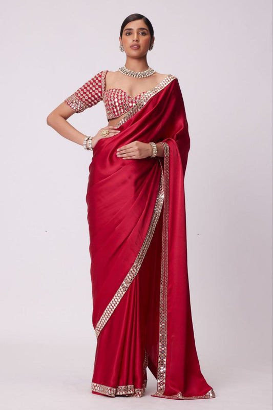 Delightful Red Color Crape Silk Designer Saree