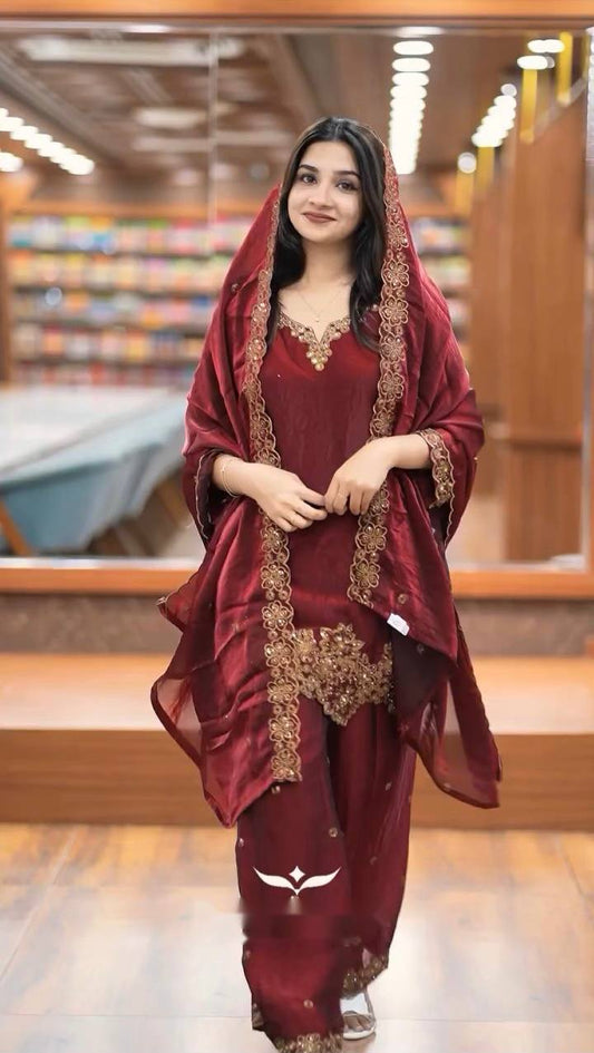 Captivating Sequence Work Maroon Color Salwar Suit