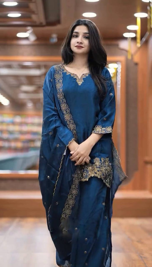 Captivating Sequence Work Navy Blue Color Salwar Suit