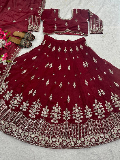 Marriage Special Heavy Work Maroon Color Lehenga Choli