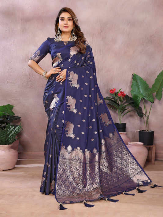 Festive Wear Blue Color Banarasi Silk Saree