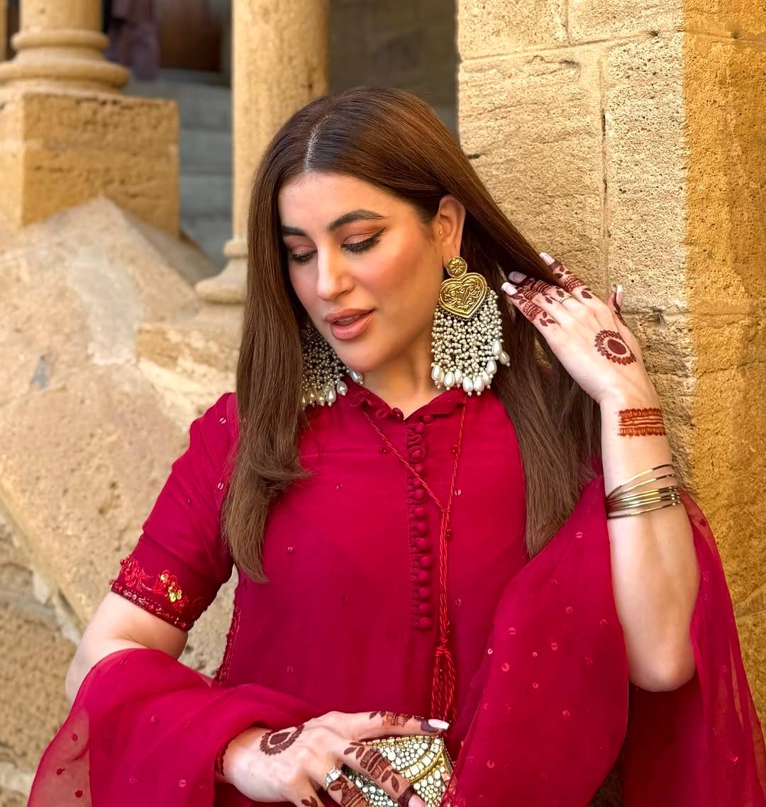 Charming Embroidery Work Red Color Palazzo Suit