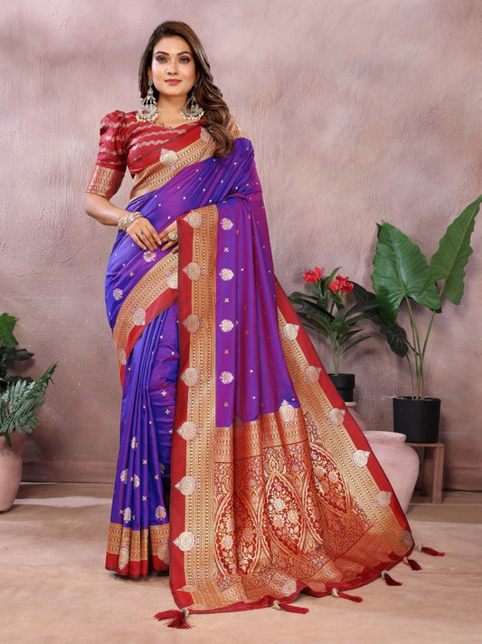 Purple Color Designer Kalamkari Silk Saree