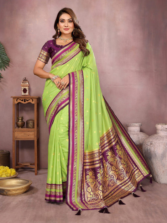 Green Color Festive Wear Silk Rich Pallu Saree