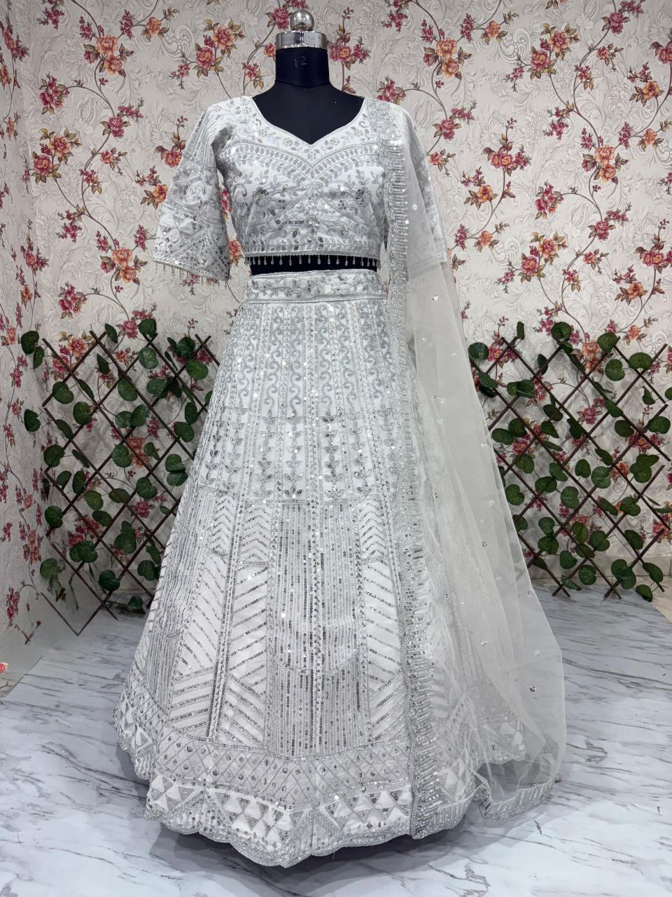 White Color Heavy Work Bridal Wear Lehenga Choli