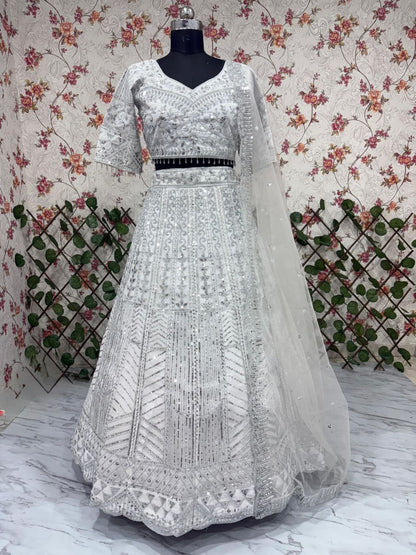 White Color Heavy Work Bridal Wear Lehenga Choli