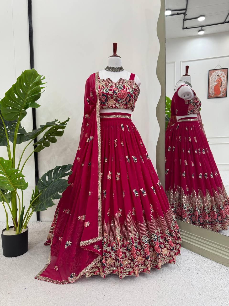Pink Color Georgette Designs For Wedding Lehenga Choli