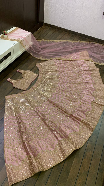 Pink Color Heavy Work Bridal Wear Designer Lehenga Choli