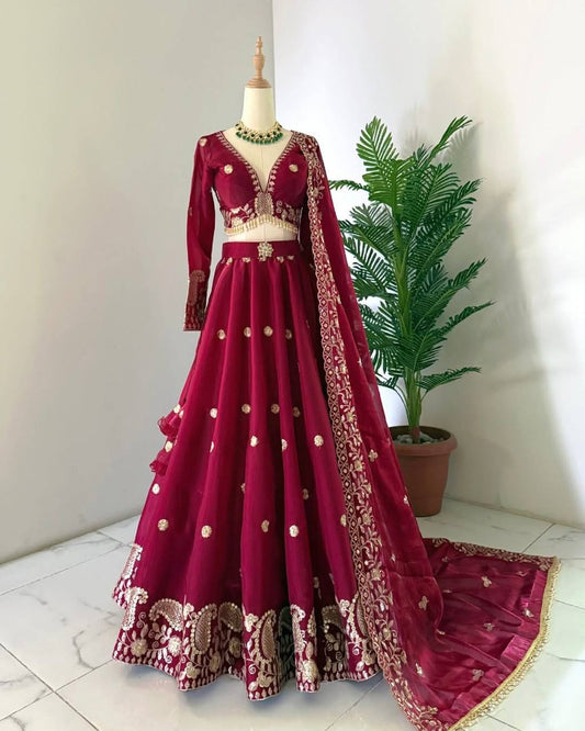 Marriage Special Maroon Color Adorable Lehenga Choli