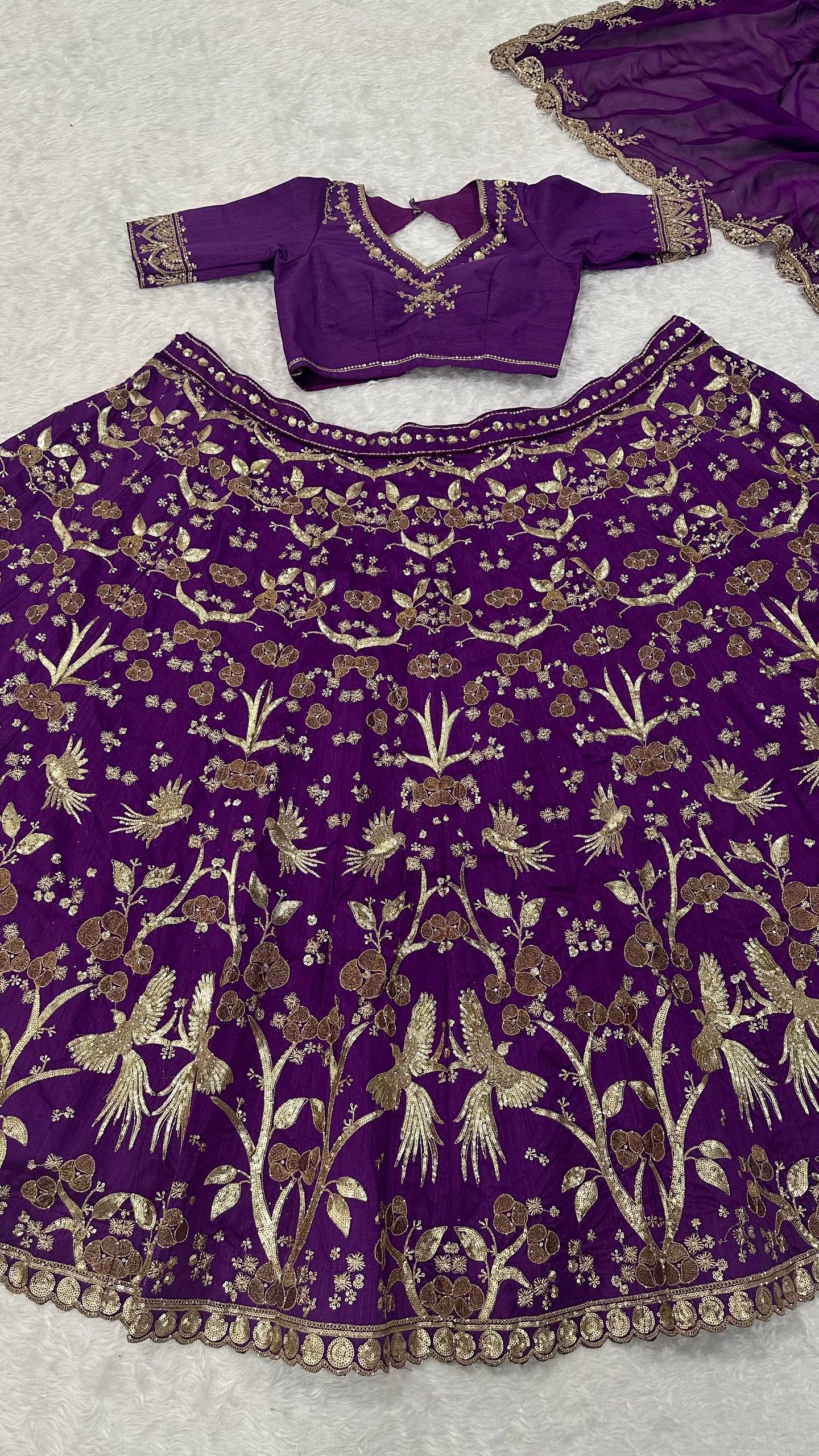 Stylish Purple Thai Silk Zari Work Lehenga Choli