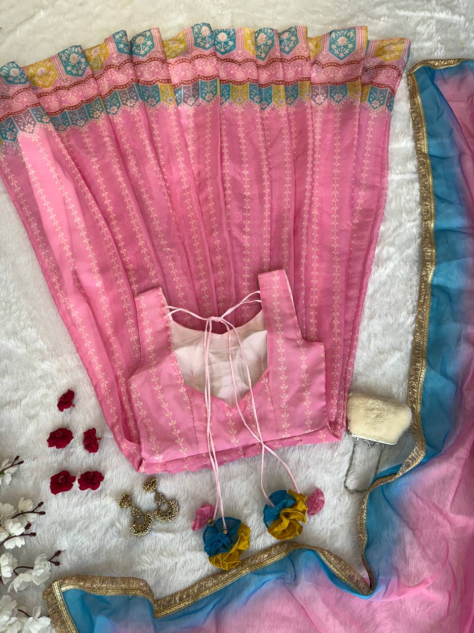 Beautiful Pink Organza Digital Printed Anarkali Gown