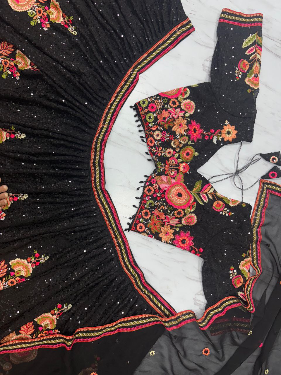 Wedding Special Black Georgette Embroidery Lehenga Choli