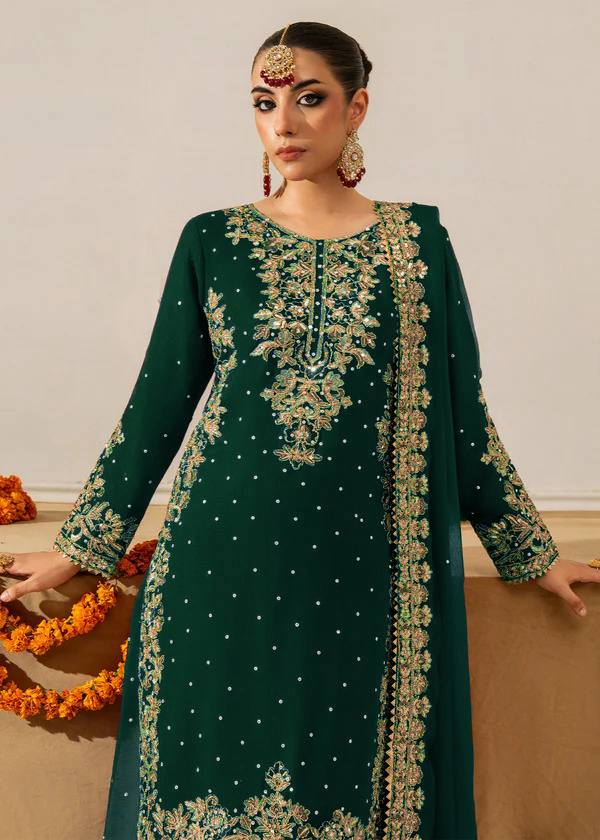 Captivating Green Georgette Sequence Work Palazzo Suit