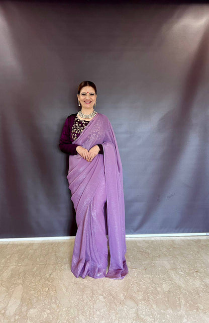 Classy Yellow Sparkle Silk Sequence Work Saree