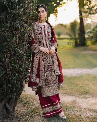 Stylish Maroon Color Georgette Sequence Work Straight Salwar Suit