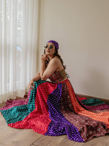 Navratri Wear Multicolor Georgette Digital Print Lehenga Choli