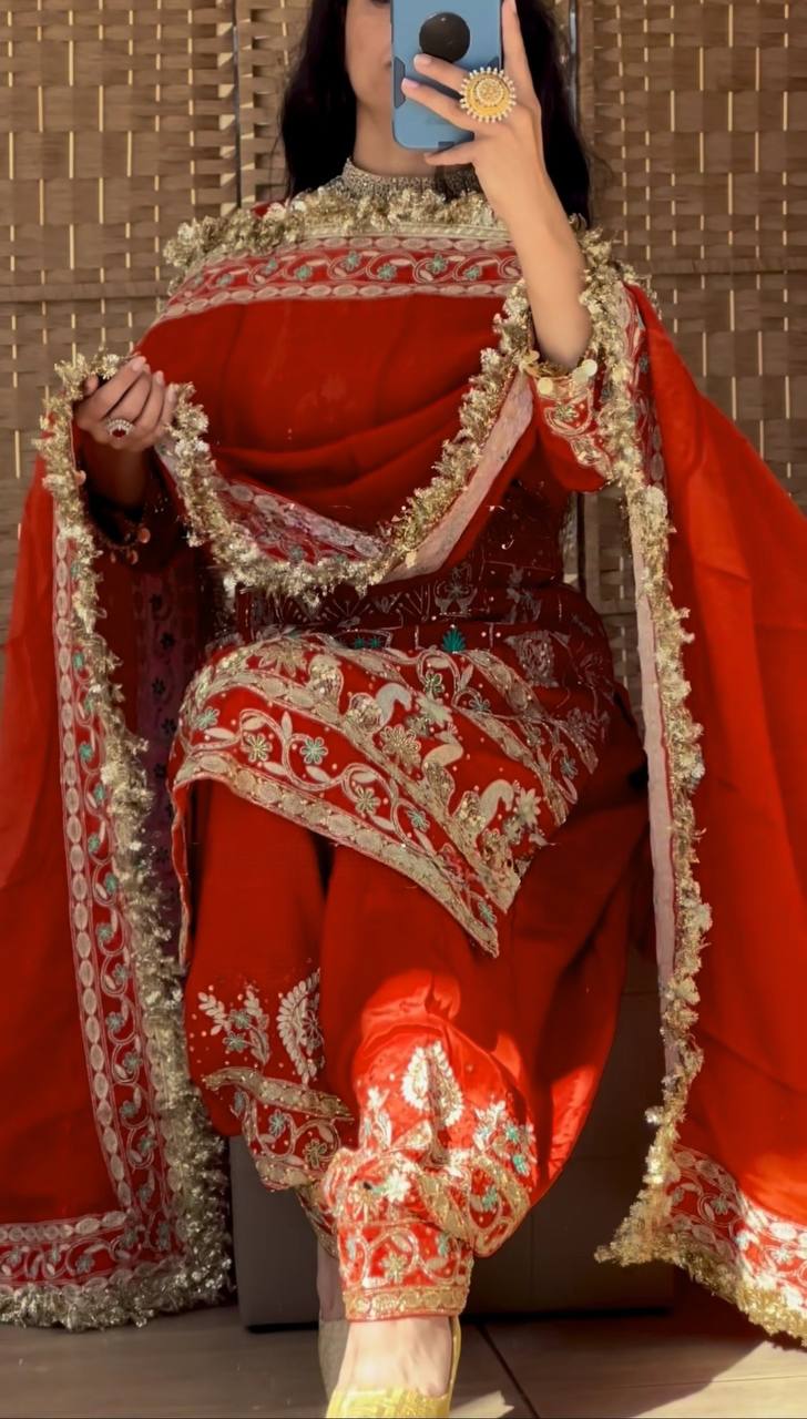 Lovely Orange Color Sequence Work Dhoti Suit