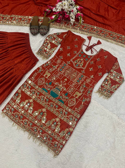 Lovely Orange Color Sequence Work Dhoti Suit