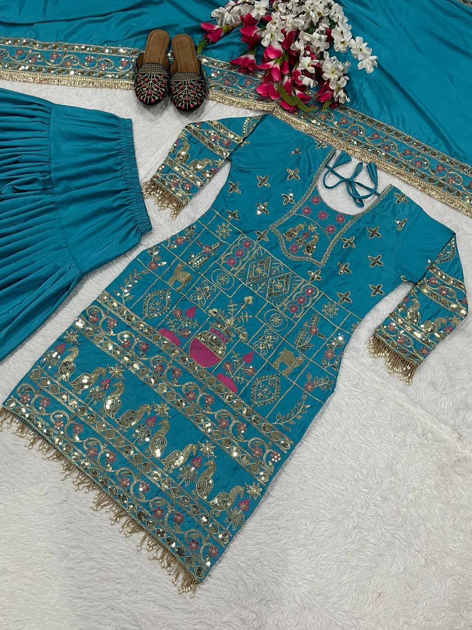 Lovely Orange Color Sequence Work Dhoti Suit