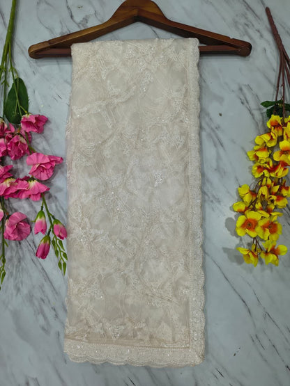Marvelous White Net with Sequins Work Net Saree