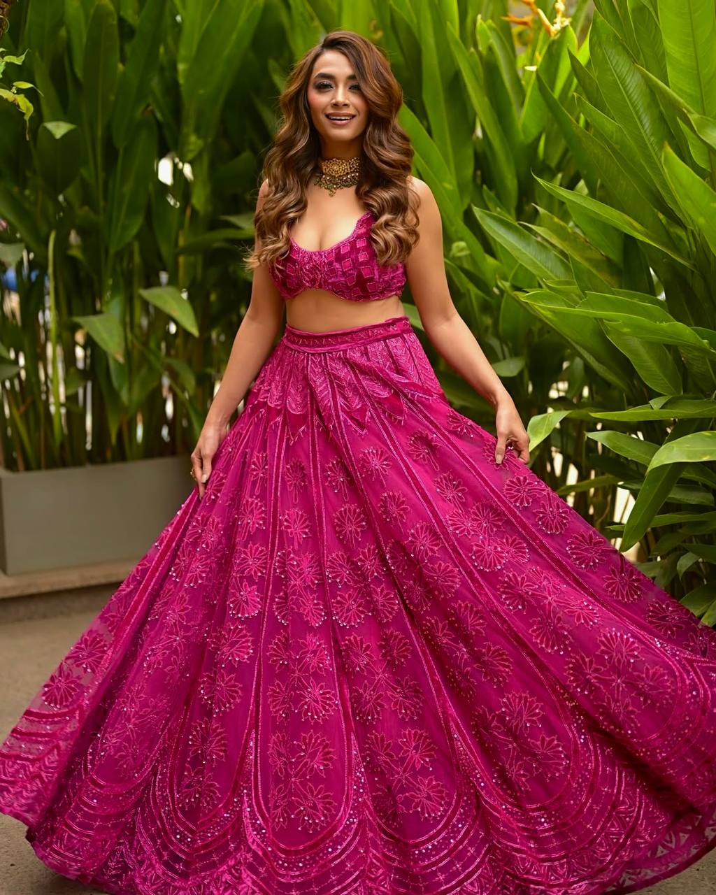 Stylish Pink Silk with Dori Work Lehenga Choli