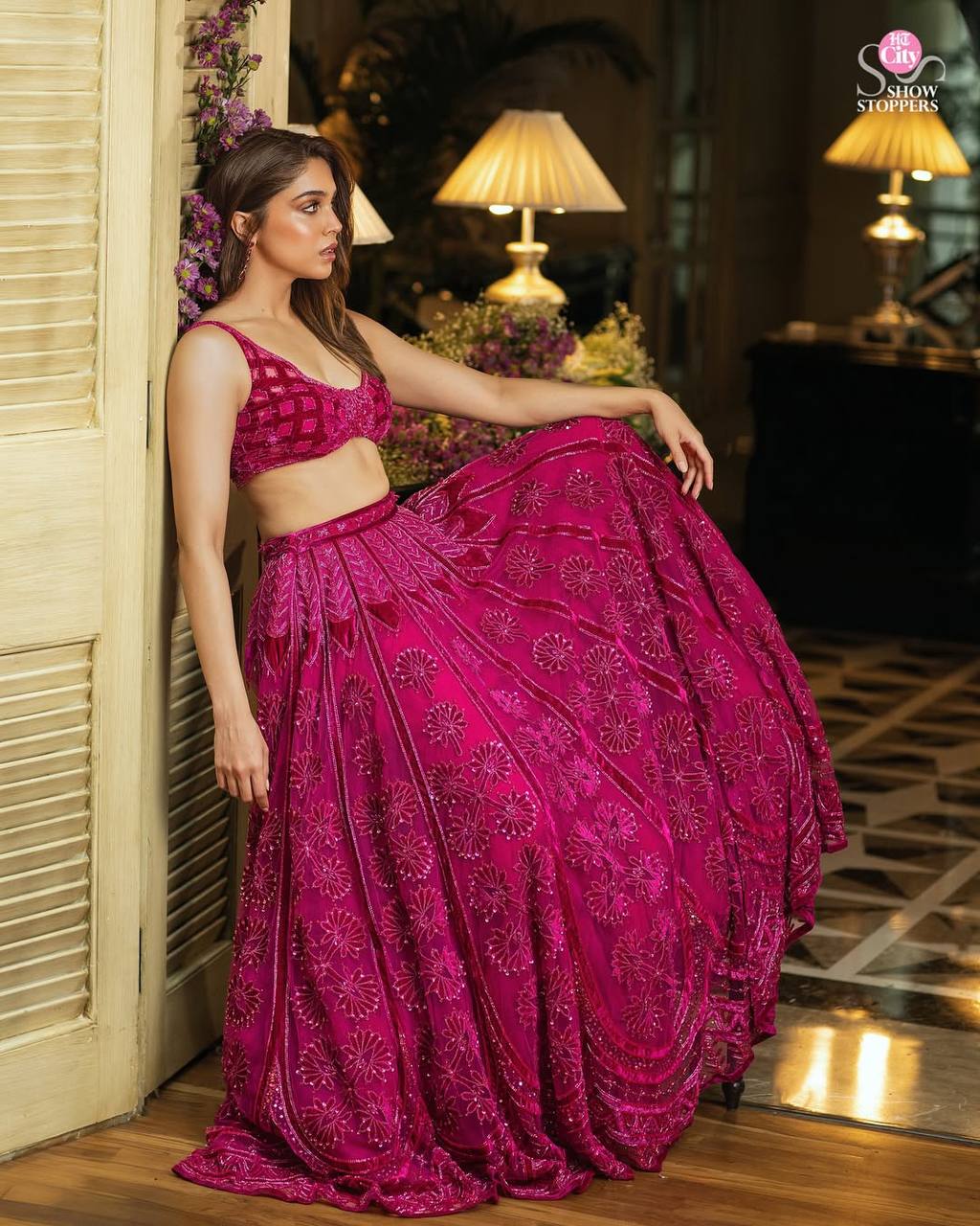 Stylish Pink Silk with Dori Work Lehenga Choli