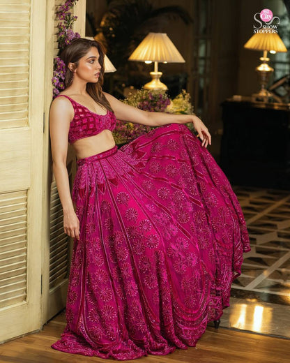 Stylish Pink Silk with Dori Work Lehenga Choli