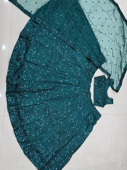 Marvelous Green Tapeta Satin Silk Sequence Work Lehenga Choli